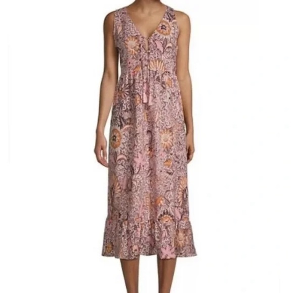 Madewell Pink Floral Print Lace Front Ruffle Hem Mini Dress NWT - Picture 8 of 9